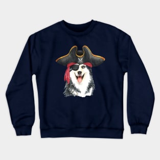 Siberian husky pirate hand drawn watercolor Crewneck Sweatshirt